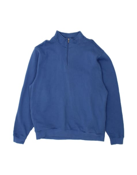 Vintage L.l.bean Zip Neck Sweatshirt Jumper Large In Blue - view 1