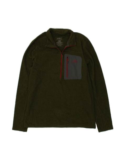Vintage L.l.bean Zip Neck Sweatshirt Jumper Large In Khaki - view 1