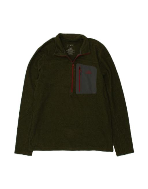Vintage L.l.bean Zip Neck Sweatshirt Jumper Large In Khaki