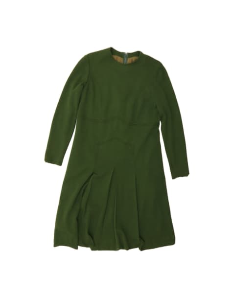 Vintage Long Sleeve A-line Dress UK 12 Medium In Green - view 1