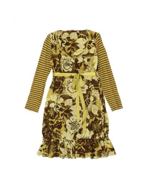 Vintage Long Sleeve Basic Dress UK 12 Medium In Green Floral - view 1