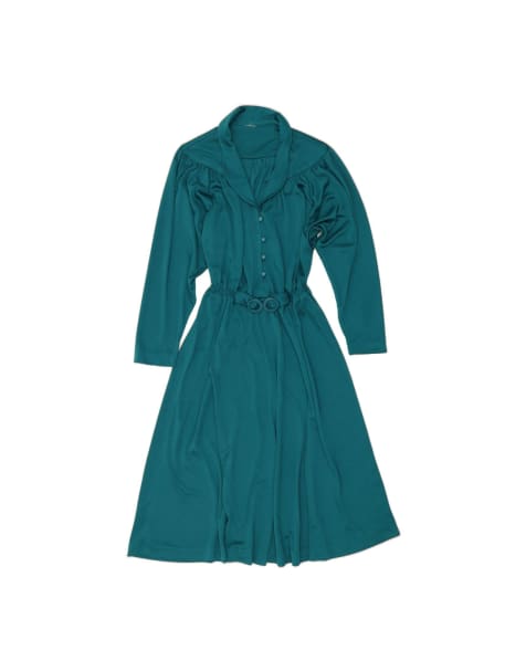 Vintage Long Sleeve Batwing A-line Dress UK 12 Medium In Turquoise - view 1