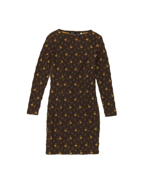 Vintage Long Sleeve Bodycon Dress It 42 Medium In Khaki Floral - view 1