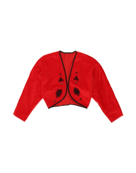 Vintage Long Sleeve Bolero Top UK 12 Medium In Red - view 1