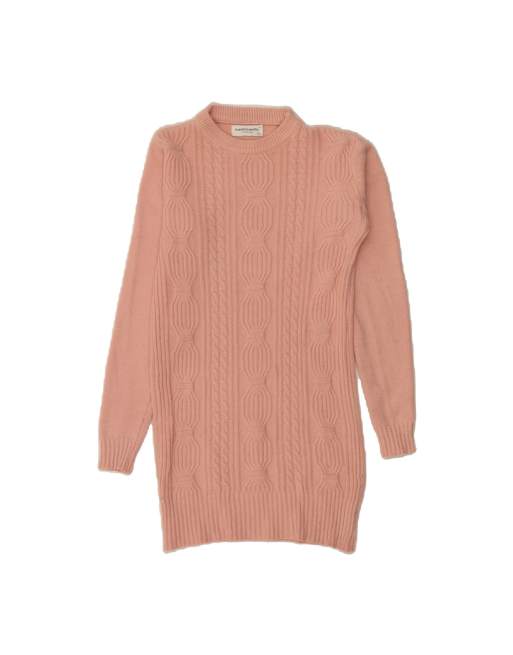 Vintage Long Sleeve Jumper Dress UK 12 Medium In Pink