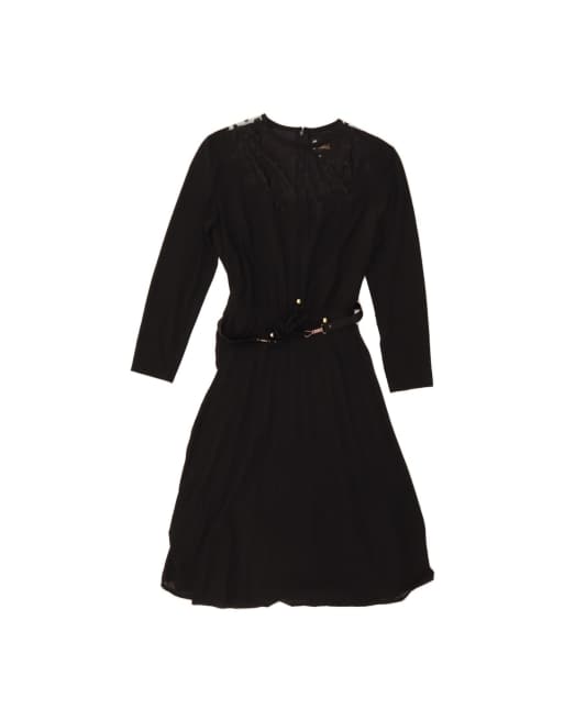 Vintage Long Sleeve Maxi Dress EU 38 Medium In Black