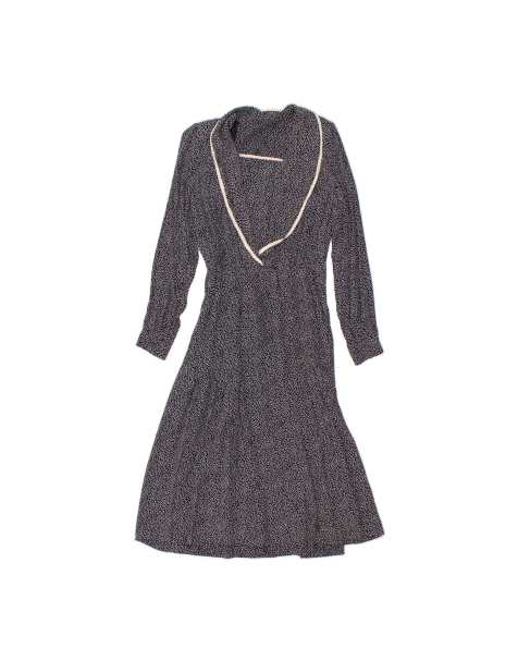Vintage Long Sleeve Maxi Dress UK 14 Medium In Blue Spotted - view 1