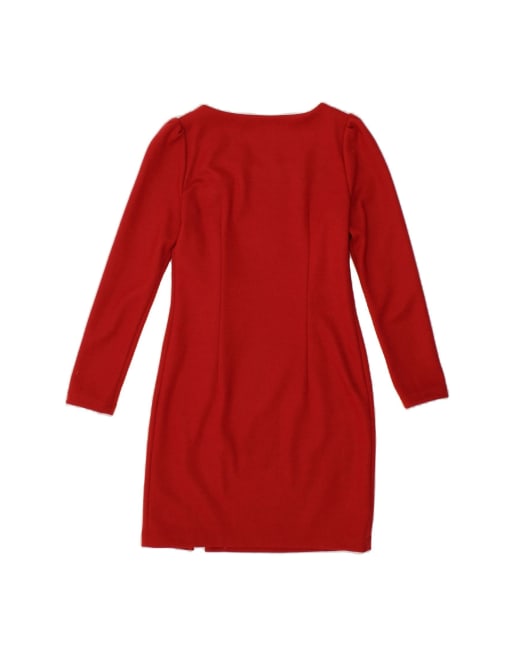 Vintage Long Sleeve Sheath Dress UK 10 Small In Red, 2 of 4