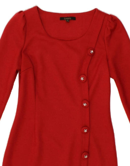 Vintage Long Sleeve Sheath Dress UK 10 Small In Red, 3 of 4