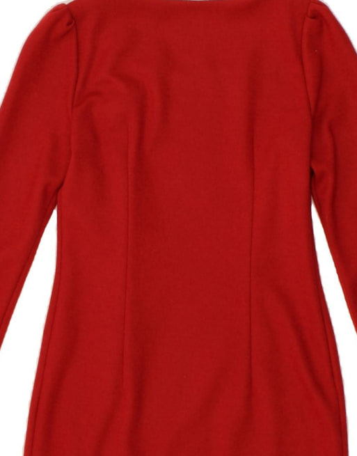 Vintage Long Sleeve Sheath Dress UK 10 Small In Red, 4 of 4