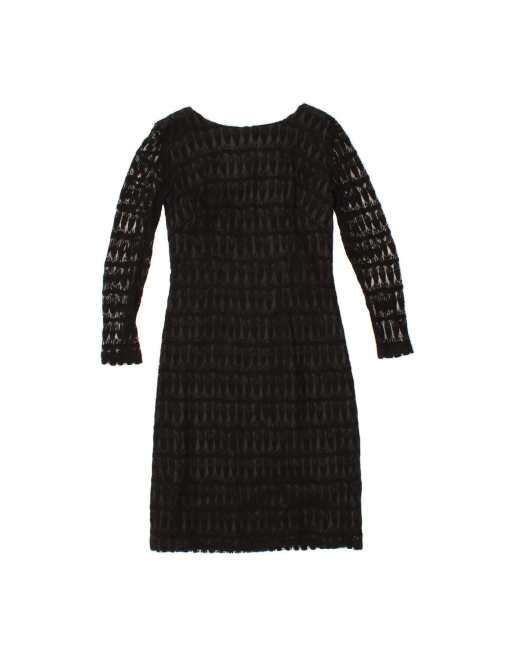 Vintage Long Sleeve Sheath Dress UK 12 Medium In Black
