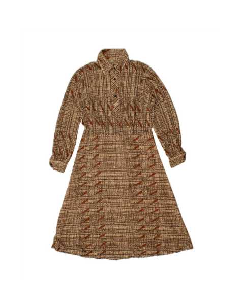 Vintage Long Sleeve Shirt Dress It 46 Large In Brown Striped - view 1