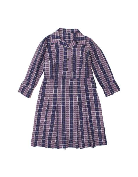 Vintage Long Sleeve Shirt Dress UK 12 Medium In Blue Check - view 1