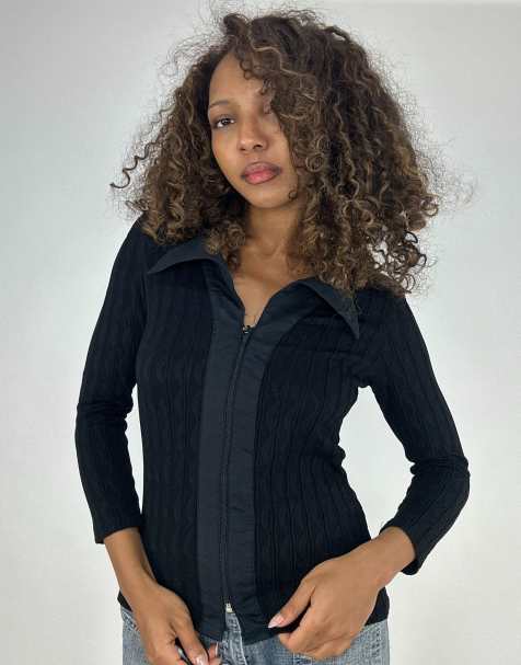 Vintage long sleeve top in black - view 1