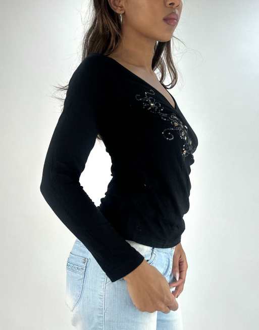 Vintage long sleeve top in black, 4 of 4