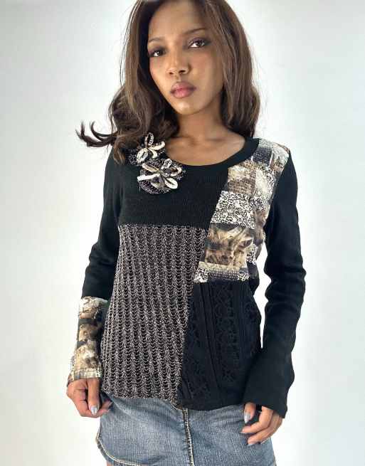 Vintage long sleeve top in black