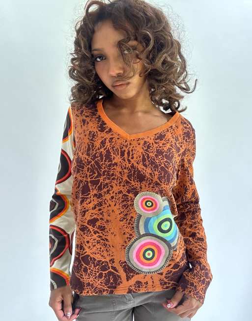 Vintage long sleeve top in orange