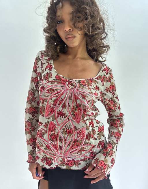 Vintage long sleeve top in pink