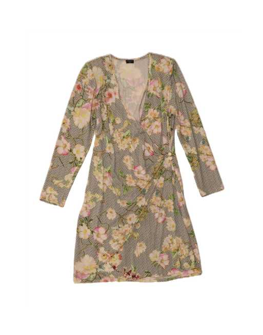 Vintage Long Sleeve Wrap Dress UK 16 Large In Multicoloured Floral