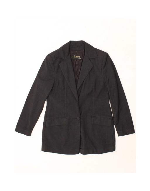 Vintage Longline 1 Button Blazer Jacket EU 38 Medium In Grey