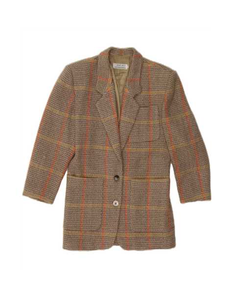 Vintage Longline 3 Button Blazer Jacket It 42 Medium In Beige Check - view 1