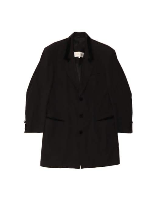 Vintage Longline 3 Button Blazer Jacket It 46 Small In Black Wool
