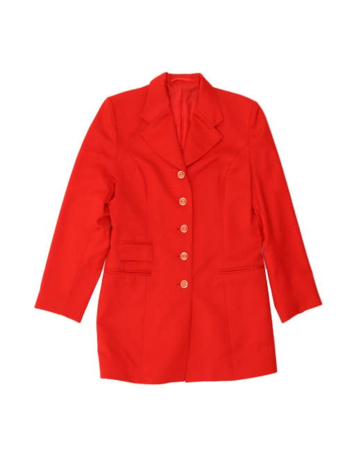 Vintage Longline 5 Button Blazer Jacket UK 12 Medium In Red
