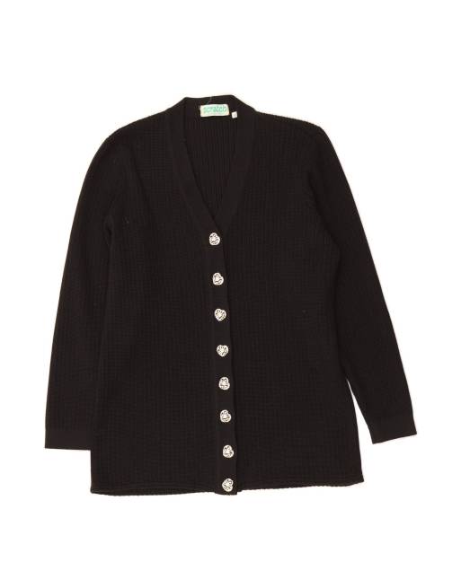 Vintage Longline Cardigan Sweater It 42 Medium In Black Striped