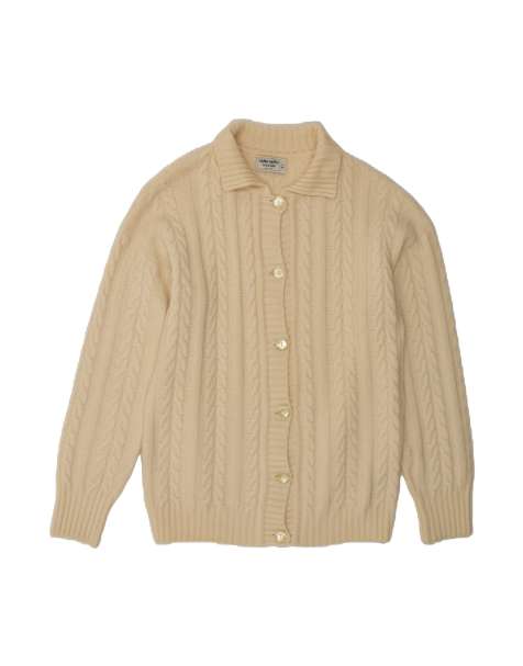 Vintage Longline Cardigan Sweater It 46 Large In Off In White Wool - view 1