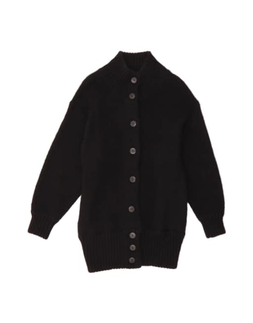 Vintage Longline Cardigan Sweater UK 12 Medium In Black
