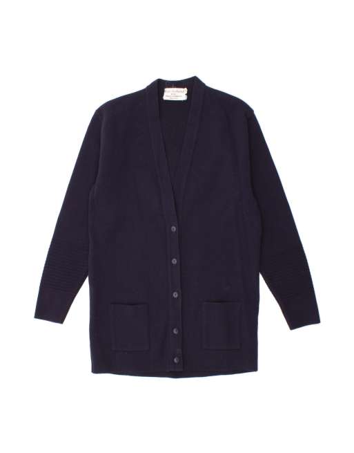 Vintage Longline Cardigan Sweater UK 16 Large In Blue