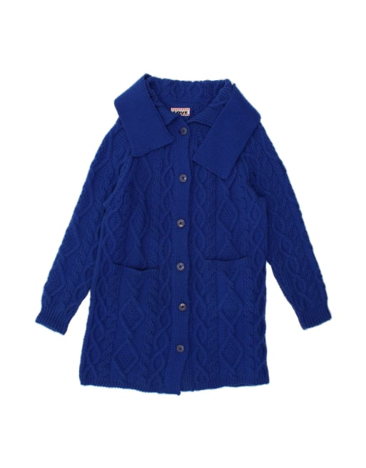 Vintage Longline Cardigan Sweater UK 16 Large In Blue