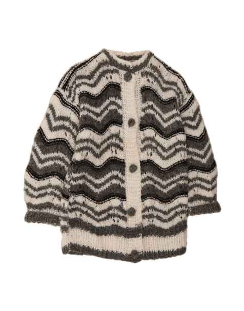 Vintage Longline Cardigan Sweater UK 18 XL In Grey Chevron - view 1