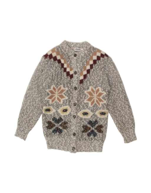Vintage Longline Cardigan Sweater UK 20 2XL In Grey Floral