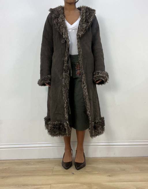 Vintage longline coat in brown