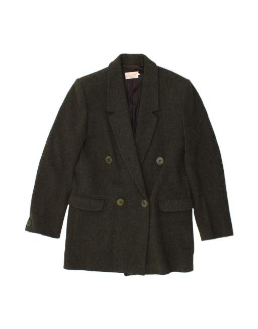 Vintage Longline Double Breasted Blazer Jacket It 44 Medium In Green