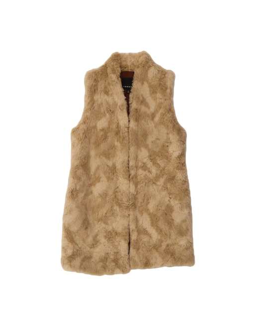 Vintage Longline Faux Fur Gilet UK 6 XS In Beige