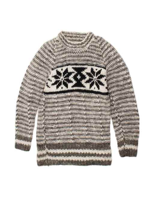 Vintage Longline Turtle Neck Jumper Sweater UK 10 Small In Grey