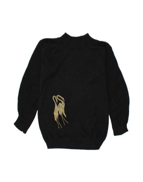 Vintage Longline Turtle Neck Jumper Sweater UK 16 Large In Black - view 1