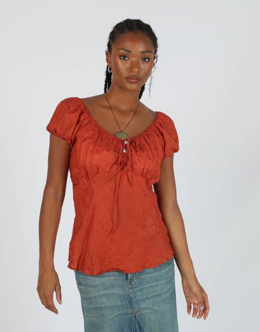 Vintage LonTrolorrento M blouse in orange, 3 of 4