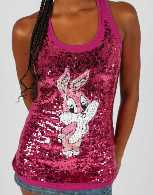 Vintage Looney Tunes L woven vest in baby pink, 4 of 4