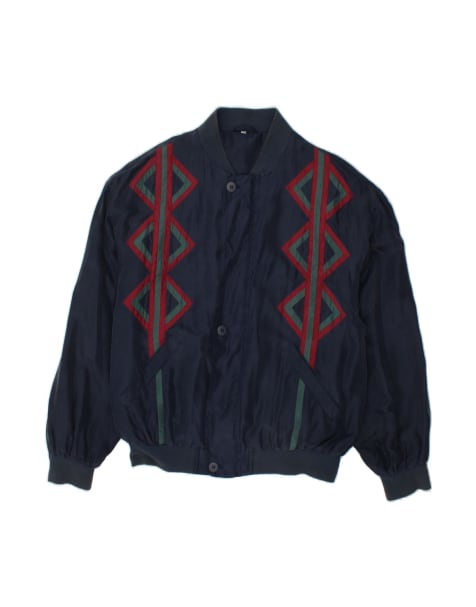 Vintage Loose Fit Bomber Jacket It 44 XS In Blue Argyle/diamond - view 1