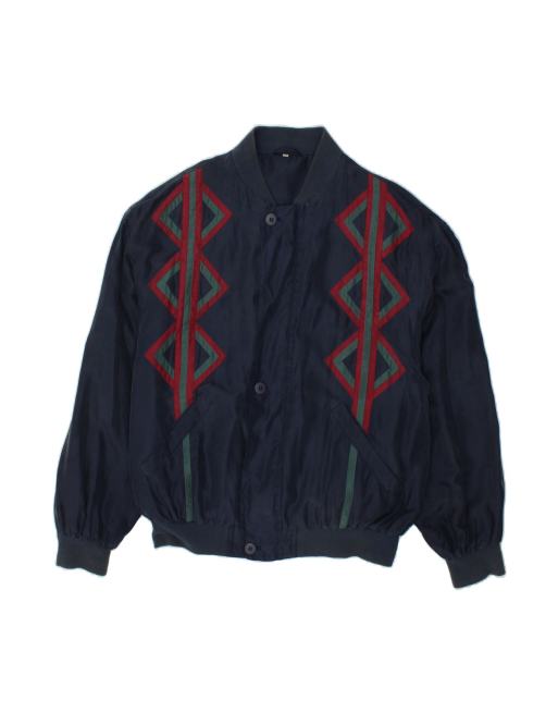Vintage Loose Fit Bomber Jacket It 44 XS In Blue Argyle/diamond