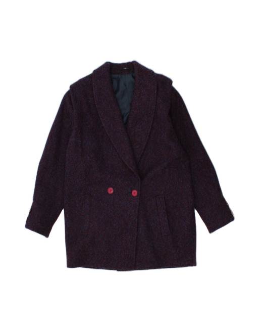 Vintage Loose Fit Double Breasted Coat EU 38 Medium In Purple