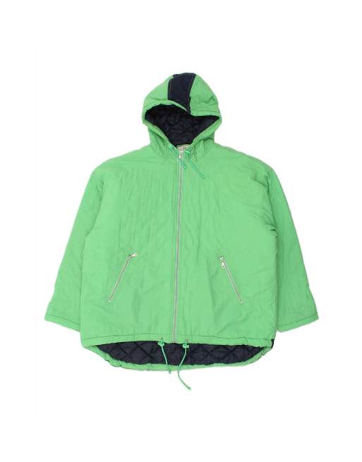 Vintage Loose Fit Hooded Windbreaker Jacket UK 42 XL In Green