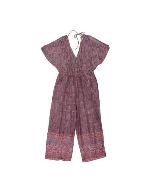 Vintage Loose Fit Jumpsuit UK 10 Small In Purple Paisley