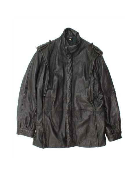 Vintage Loose Fit Leather Jacket It 48 Medium In Black - view 1