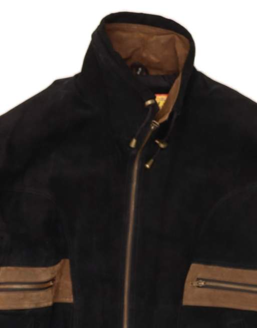 Vintage Loose Fit Leather Jacket UK 42 XL In Blue, 3 of 4