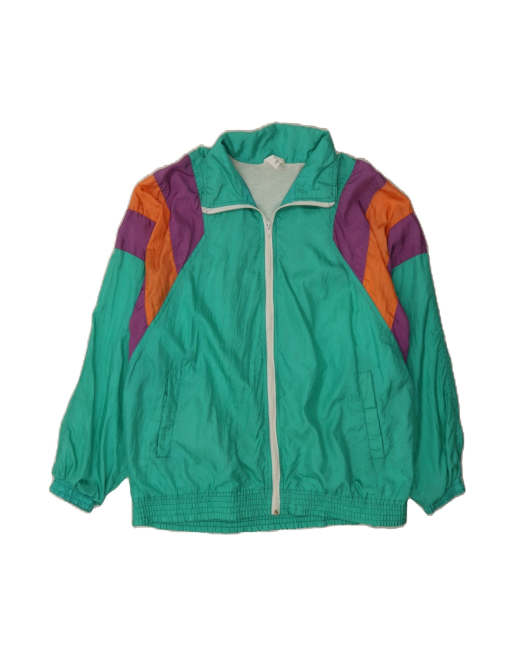 Vintage Loose Fit Tracksuit Top Jacket Small In Green Colourblock