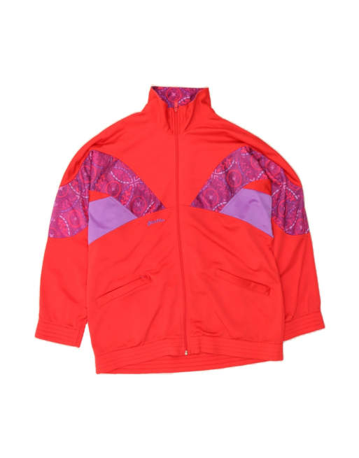 Vintage Lotto Abstract Pattern Graphic Tracksuit Top Jacket UK 18 XL In Red